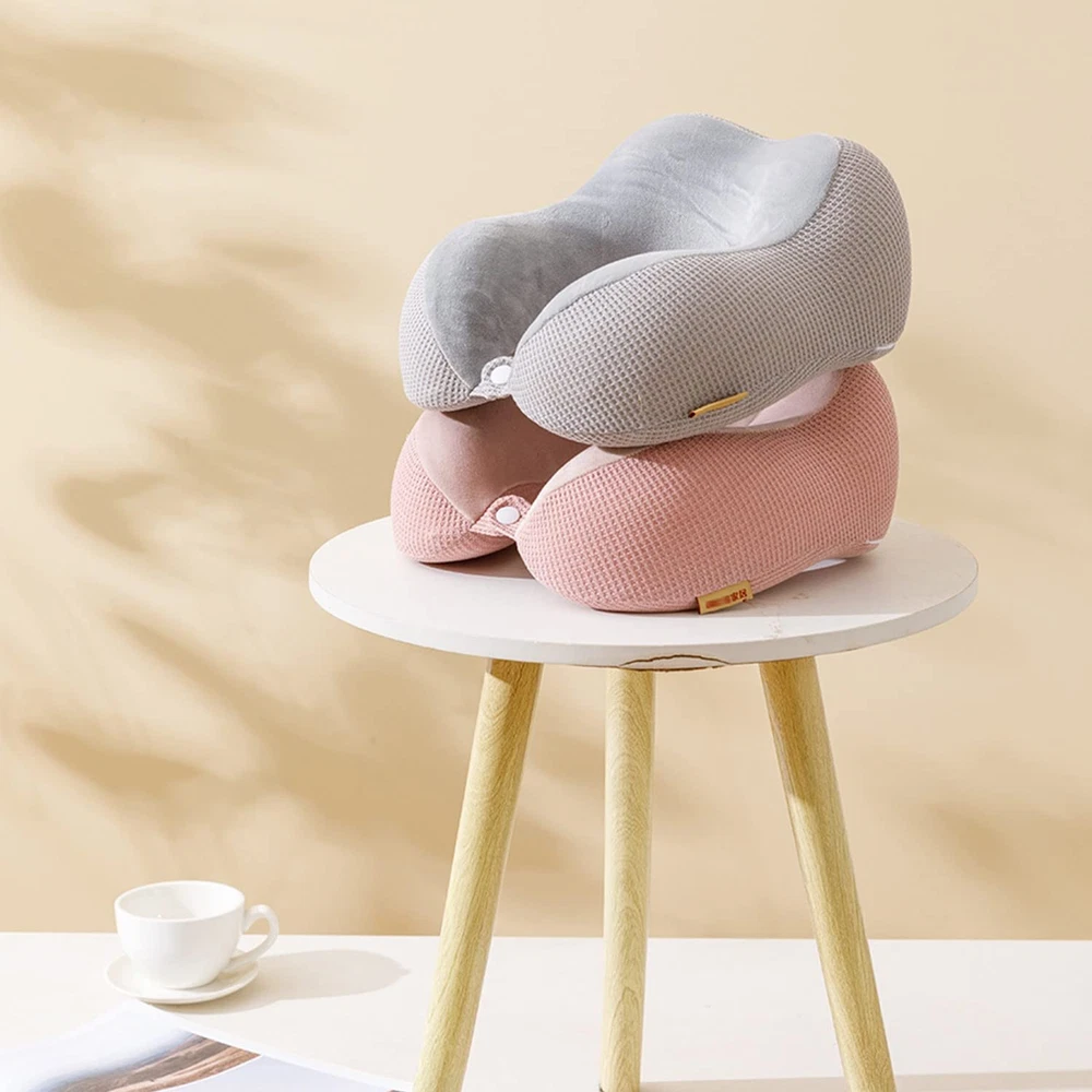 Memory Foam Travel Neck Pillow for Airplane Car and Train Support