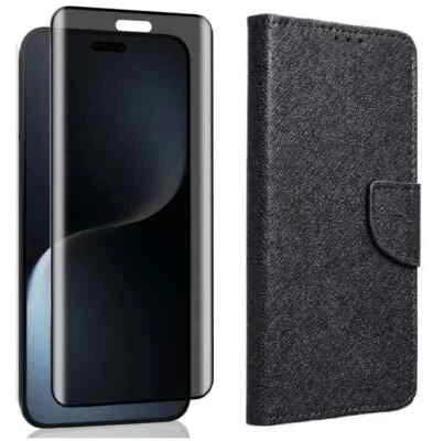 Coque Portefeuille + Verre Trempé Anti Espion pour Honor Magic 7 Lite / 7 Pro