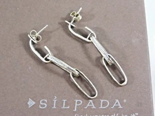 NIB Silpada Sterling Silver Textured LINKS OF LOVE Paperclip Drop Earrings E5535