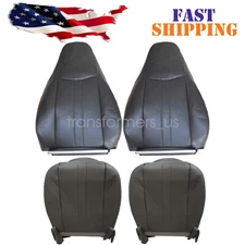 Driver & Passenger Bottom & Top Seat Cover Dark Gray For 2003-2014 Chevy Express
