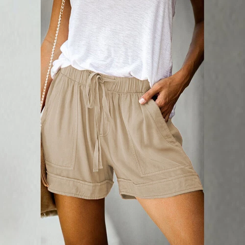 Damen Bermuda Kurze Hose Sommerhose Kordelzug Freizeithose Tasche Strandhose DE - Bild 8 von 38