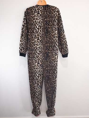 NICK And NORA Pajamas Size S One Piece Zippered Footed LEOPARD Print - Picture 9 of 10
