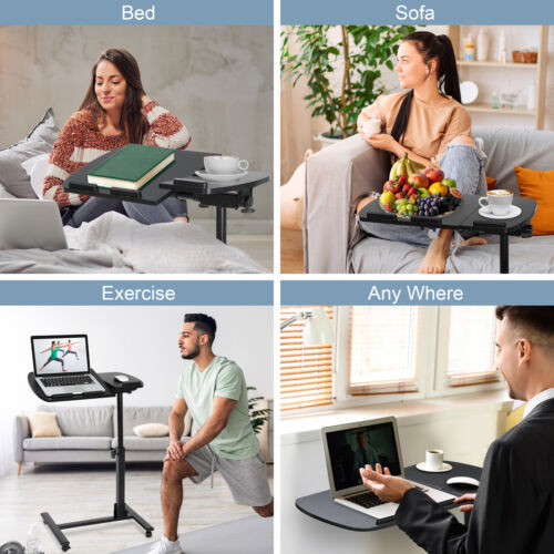 Rolling Laptop Desk Over Sofa Angle Height Adjustable Bed Notebook Table Stand - Picture 2 of 19