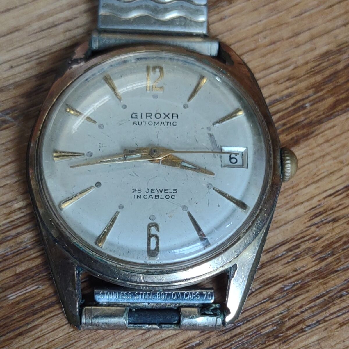 VTG Giroxa 1960s Mens Automatic Watch 25 Jewel Date Swiss VTG Giroxa 1960s Mens Automatic Watch 25 Jewel Date Swiss