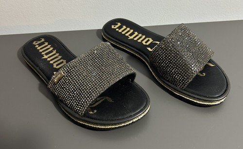 Juicy Couture Pantoletten Gr. 7 schwarz lecker mit Glitzer Strass Design - Bild 4 von 10