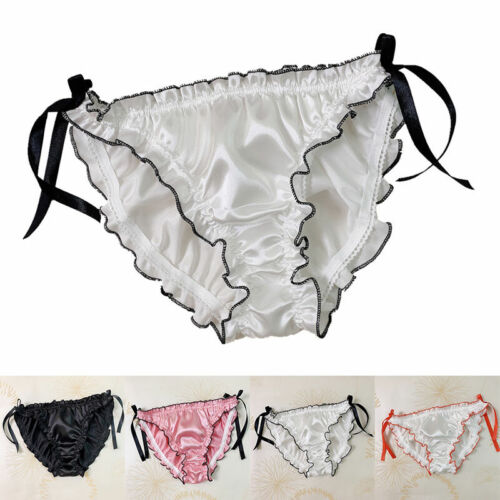 Women Silk Satin Lace Panties Lingerie Soft Underwear Knickers Briefs Tie Side - Picture 1 of 18