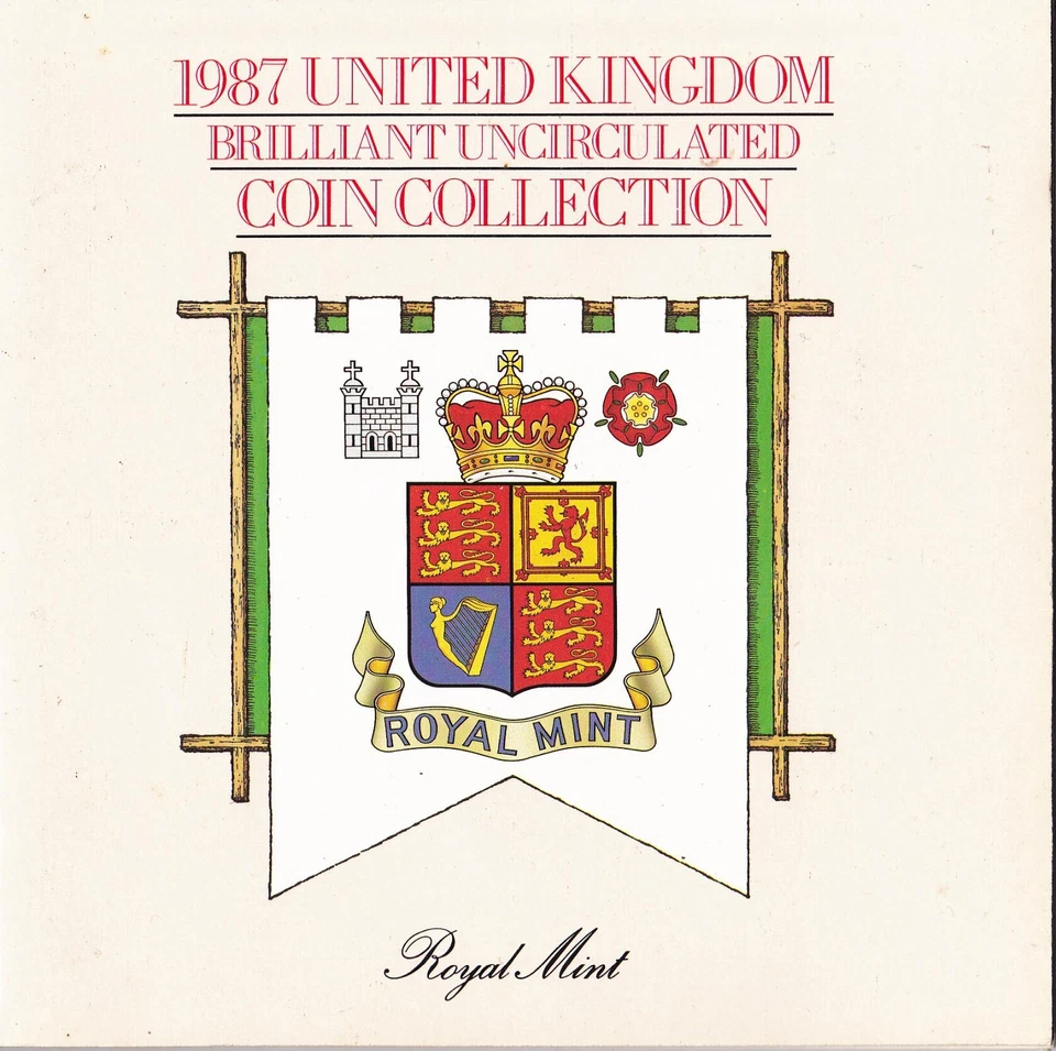 1987 United Kingdom Brilliant Uncirculated 7 Coins Set Queen Elizabeth II - Image 3 of 4