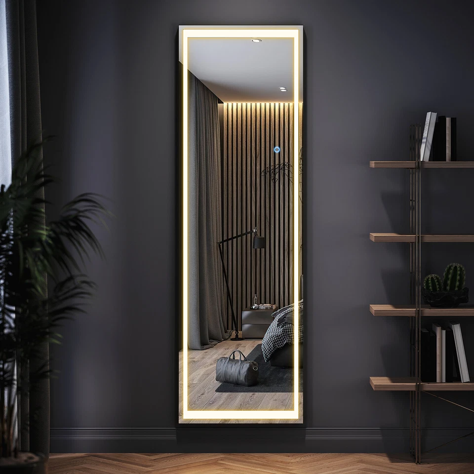 LED Full Length Mirror with Illuminated Light Freestanding/Wall Mounted 150×40cm