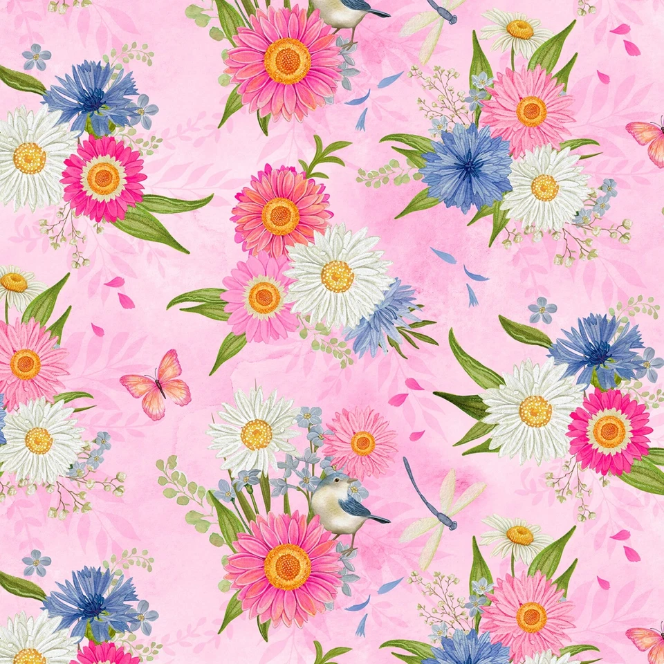 Paisley Punch, Blue Daisies All Over, Nicole Tamarin BTY  44" Wide Quilt Fabric - Image 4 of 4