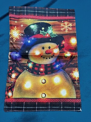 Garden Flag Snowman Christmas Lights Snowflakes Holly Winter Wonderland