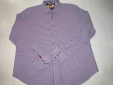 Robert Graham Classic Fit Mens Burgundy Blue Size XL Flip Cuff Button Up Shirt
