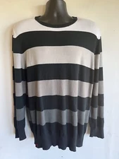 Tony Hawk longsleeve pullower sweater mens large, multicolored striped