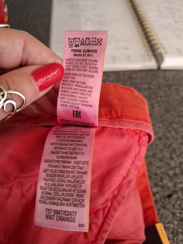 M&S Burnt Orange Chinos 10 New + Tags W30" L30" Mid Rise 10.5" 100% Cotton - Picture 9 of 9