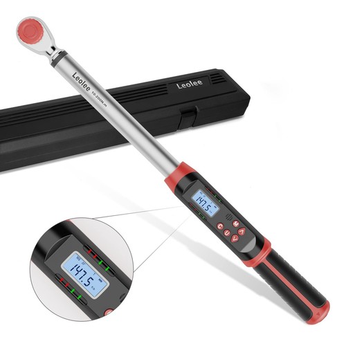 Leolee 1/2-Inch Drive Digital Torque Wrench With Angle 7.38-147.5 Ft-lb/10-2...