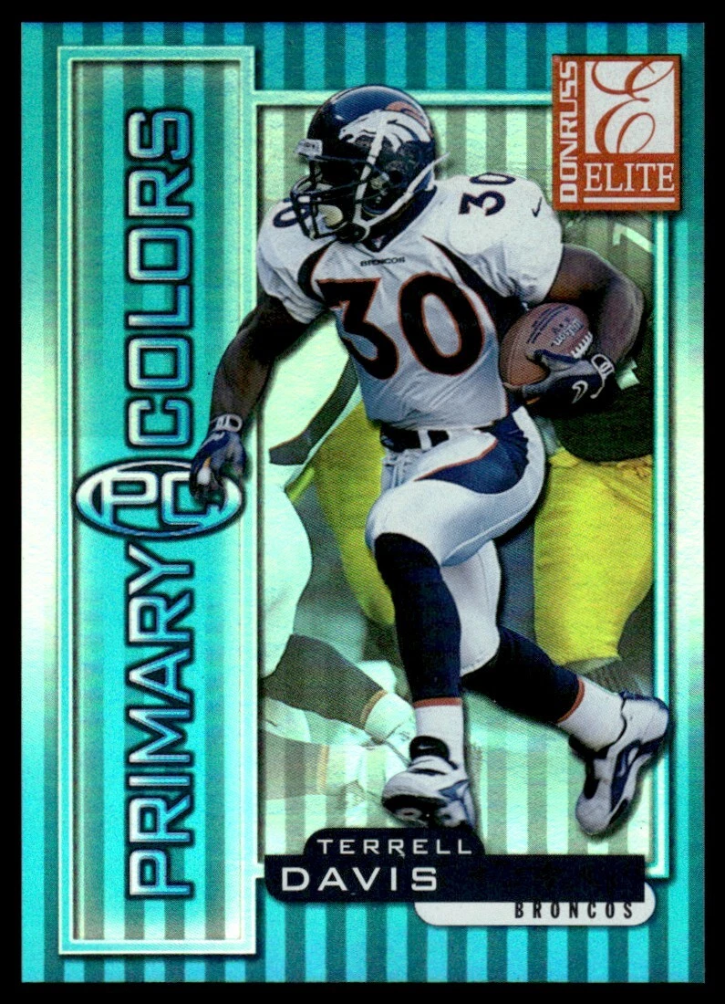 1999 Donruss Elite Primary Colors Blue Terrell Davis 550/950 Denver Broncos #37