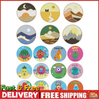 6 Stück Diamond Painting Untersetzer Kits mit Halter Rund Voll Bohrer Diamant Untersetzer