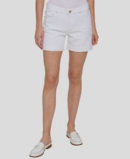 60 Tommy Hilfiger Women's White Denim TH Flex Cuffed Jeans Shorts Size 10