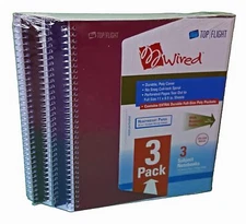 Top Flight Wired 3-Subject Wirebound Notebook - Pack Of 3 - Assorted Colors