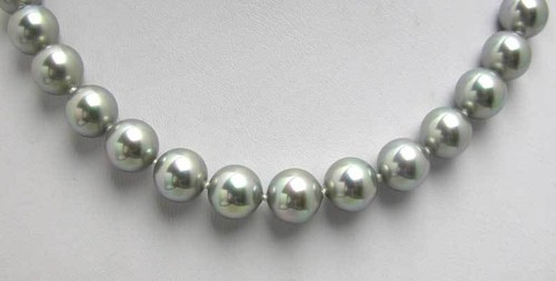 12MM Round Gray Sea Shell Pearl Necklace for Women Chokers 17" Jewelry nec5103 - Picture 5 of 7