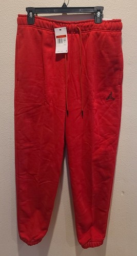 Nike Air Jordan Red Joggers Sweat Pants Mens L Jumpman Thermal Zip Pockets