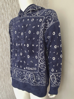 KENZO MARINEBLAUER OVERSIZED HOODIE BANDANA-DRUCK GRÖSSE S-M EINZELHANDEL £415 NEU MIT ETIKETT