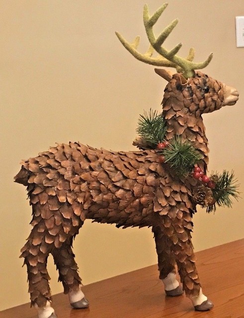 Pine Cone Scale Reindeer Deer Handmade Large 17