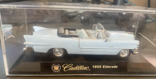 VINTAGE 1955 CADILLAC ELDORADO CONVERTIBLE CAR NEW RAY CASED 1:43 DIE-CAST BLUE - Picture 1 of 5
