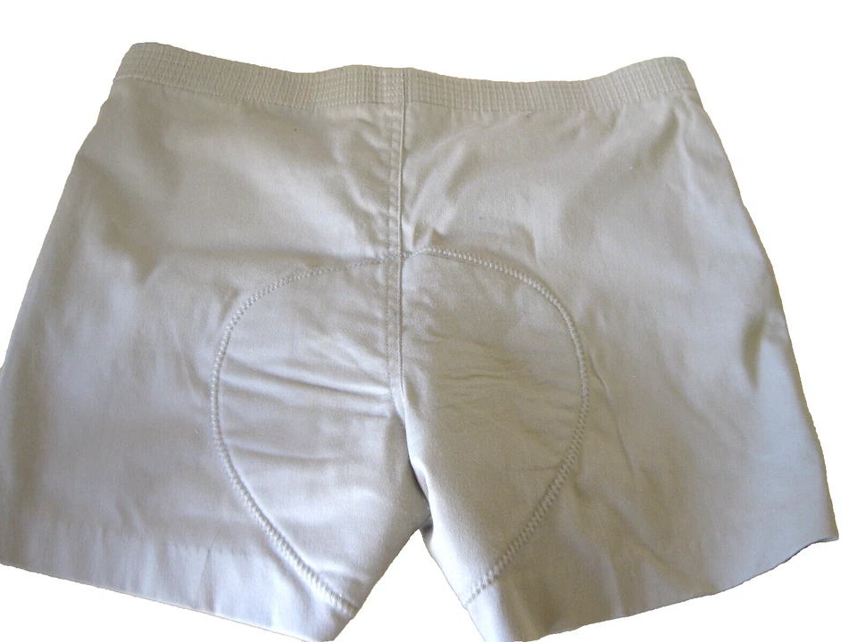 Pantalones Cortos De Colección Años 90 Le Coq Sportif Bicicleta Retro Caqui Acolchado Gamuza Cintura 34" Unisex Foto 3 de 4