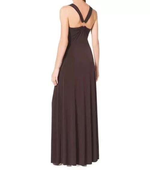 Maxi abito tubino MICHAEL KORS marrone cioccolato nuovo con etichetta taglia XS o S $140