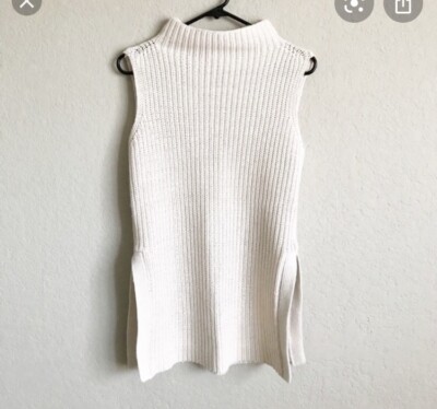 Razzle Dazzle Cream Sleeveless Sweater Vest Tunic Top French Girl Chic - XS