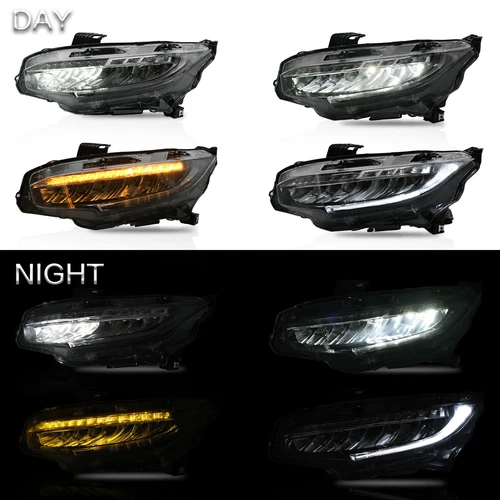 VLAND FULL LED Headlights&SMOKED Tail Lights For Honda Civic Hatch 2016-2021 - Picture 3 of 22