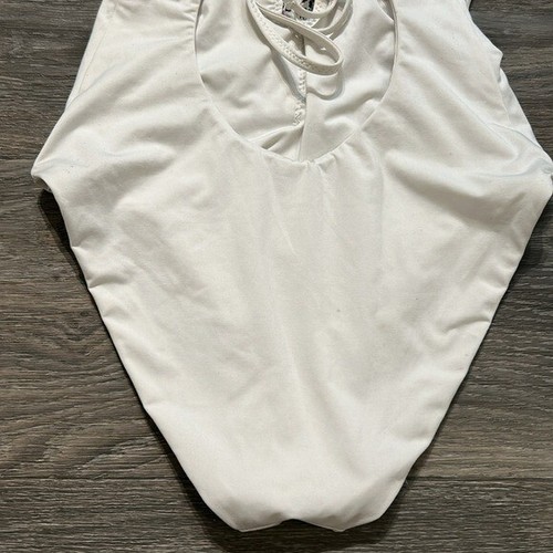 BECCA Small Layla Clare Plunge One Piece Swimsuit White Criss Cross Swim Crochet - Picture 9 of 14