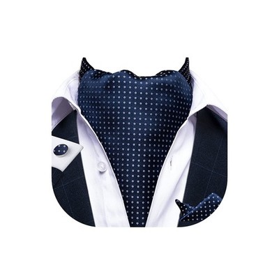 3 PCS Ascot Ties Men Wedding Jacquard Woven Silk Cravat Pocket Square Set