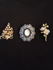 Vintage Costume Jewelry Brooch Pin Lot Of 3