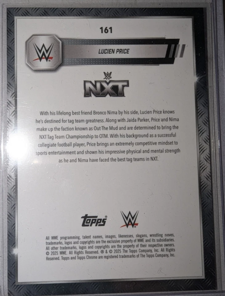 2025 Topps Chrome WWE - Lucien Price #161 Purple Geometric Refractor NXT - Image 4 of 4