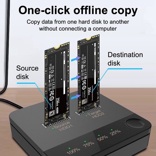 M.2 SSD Duplicator Dual Bay 1Gbps High Speed Offline Clone M.2 SSD Docki FY - Afbeelding 4 van 24