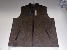 NWT's Hart Schaffner Marx Reversible Brown Leather Plaid Vest XXL 2XL $195