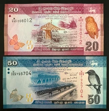 Sri Lanka 50 & 20 Rupees 2021 Banknote World Paper Money UNC Currency Bill Note
