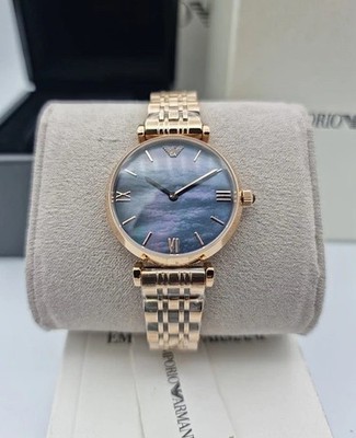 EMPORIO ARMANI DAMEN UHR AR11145 ROSEGOLD ARMBAND MIT SCHWARZEM ZIFFERBLATT ORIGINAL