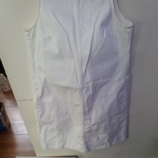 J. Crew Factory Sleeveless Raw Hem Denim Shift Mini Dress White Size 0-POCKETS!