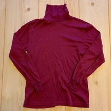 Vintage Separate Issue Turtleneck Long Sleeve Shirt Burgundy Size S Small