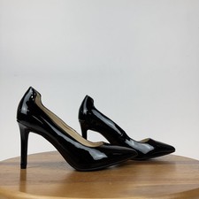 Womens Nine West Edden Black Faux Patent High Heeled Formal Pumps Size 7 M GUC