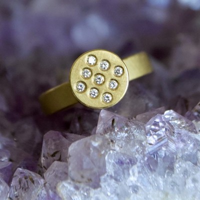 Size 6.5 18K Gold Diamond Geoffrey D Giles Signet Ring