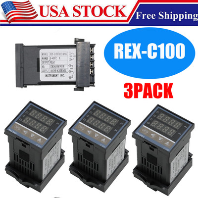 3x AC100-240 Digital PID Temperature Controller Thermostat REX-C100 Thermocouple