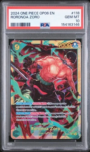2024 ONE PIECE OP06-WINGS OF THE CAPTAIN #118 RORONOA ZORO PSA 10