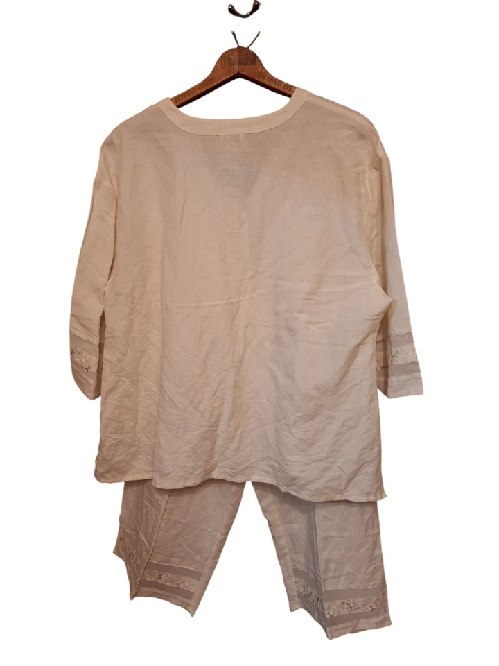 Conjunto de pantalones y blusa vainilla LOOK de lino Sherry Taylor de dos piezas nuevo talla grande 4X Foto 3 de 4