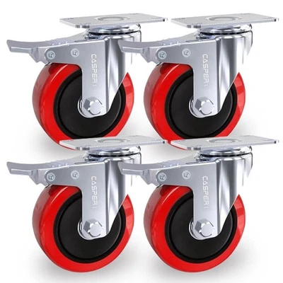 AUROH PACK OF 4 100MM HEAVY DUTY STRONG CASTOR CASTER SWIVEL WHEELS 700KG BRAKED