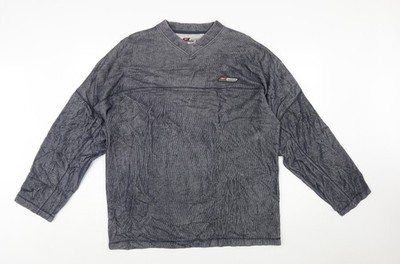 Reebok Herren Grau Pullover Sweatshirt L V-Ausschnitt Athletic Fit