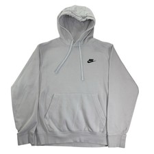 Men's Nike Sportswear Embroidered Swoosh White Hoodie Small Pullover Sweatshirt