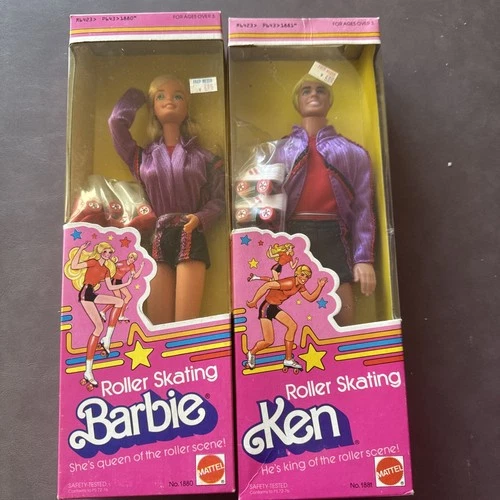 VTG RARE 1980 Mattel Roller Skating Barbie & Ken Set #1880 #1881 In Boxes NOS
